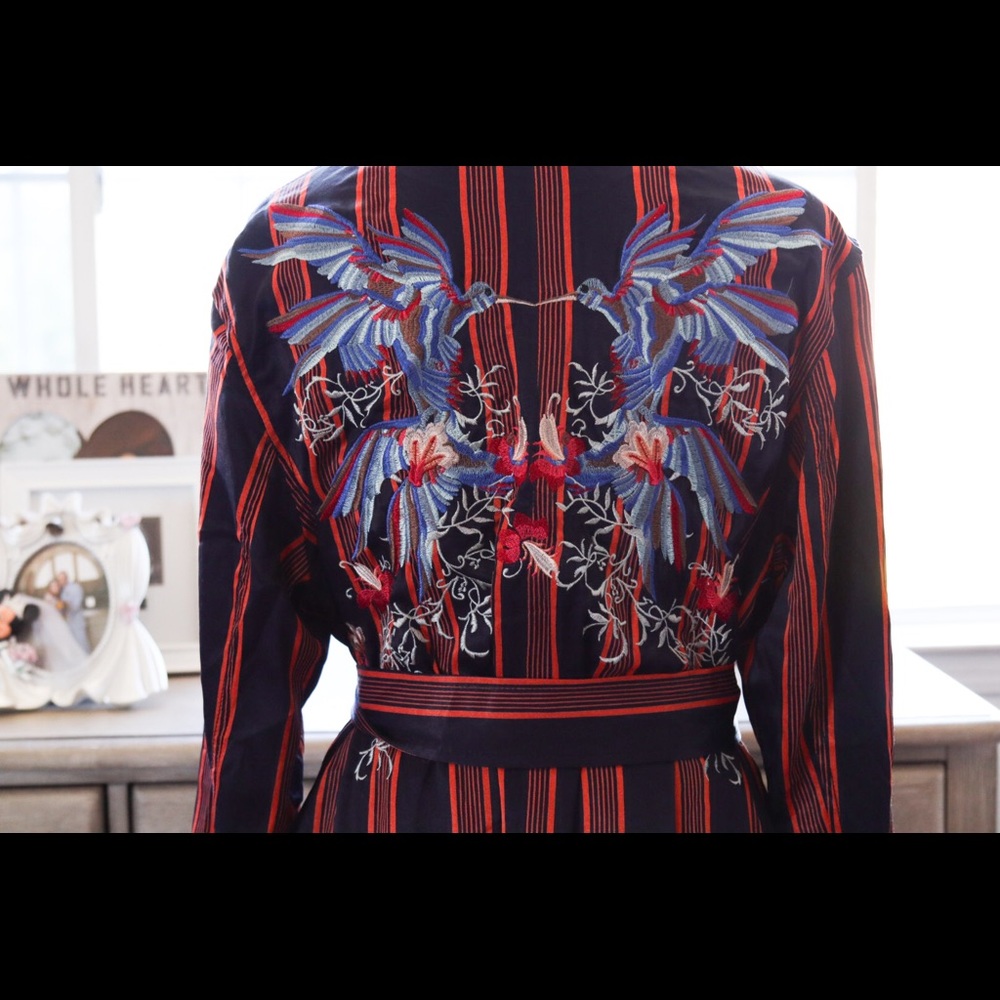 Free People Duster Hummingbird  Robe Embroidered